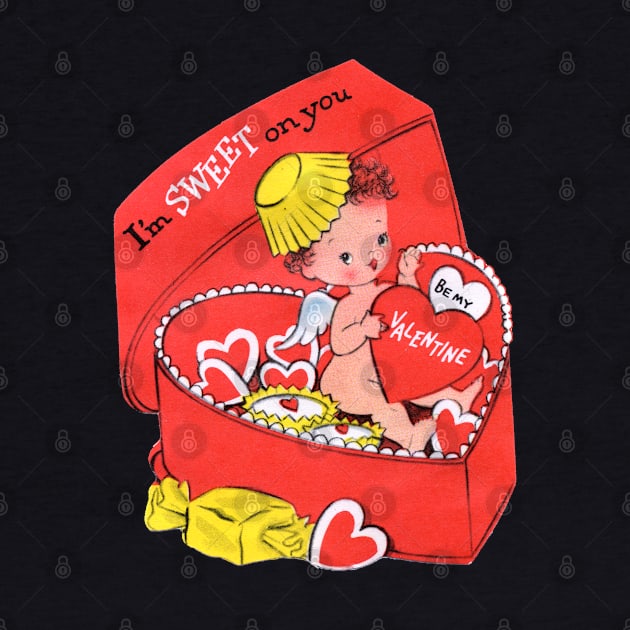 Vintage Valentine Cute Little Girl in Candy Box Red Heart by Jim N Em Designs